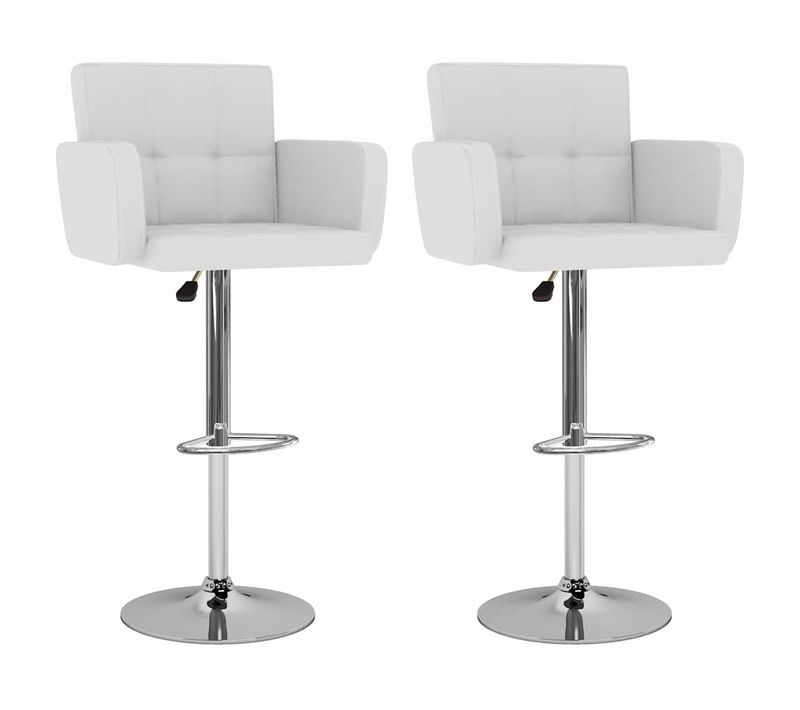Tabourets De Bar Lot De 2 Blanc Simili