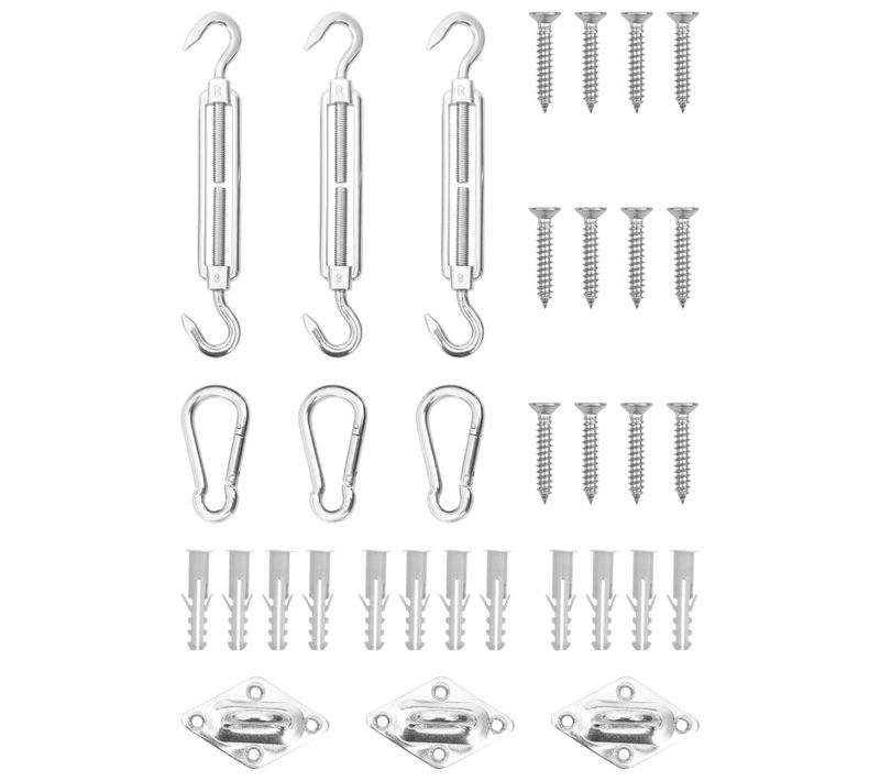 Jeu D'accessoires De Voile D'ombrage 9 Pièces Acier Inoxydable
