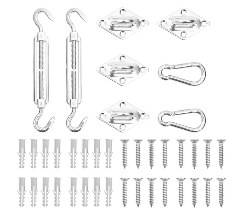 Jeu D'accessoires De Voile D'ombrage 8 Pièces Acier Inoxydable