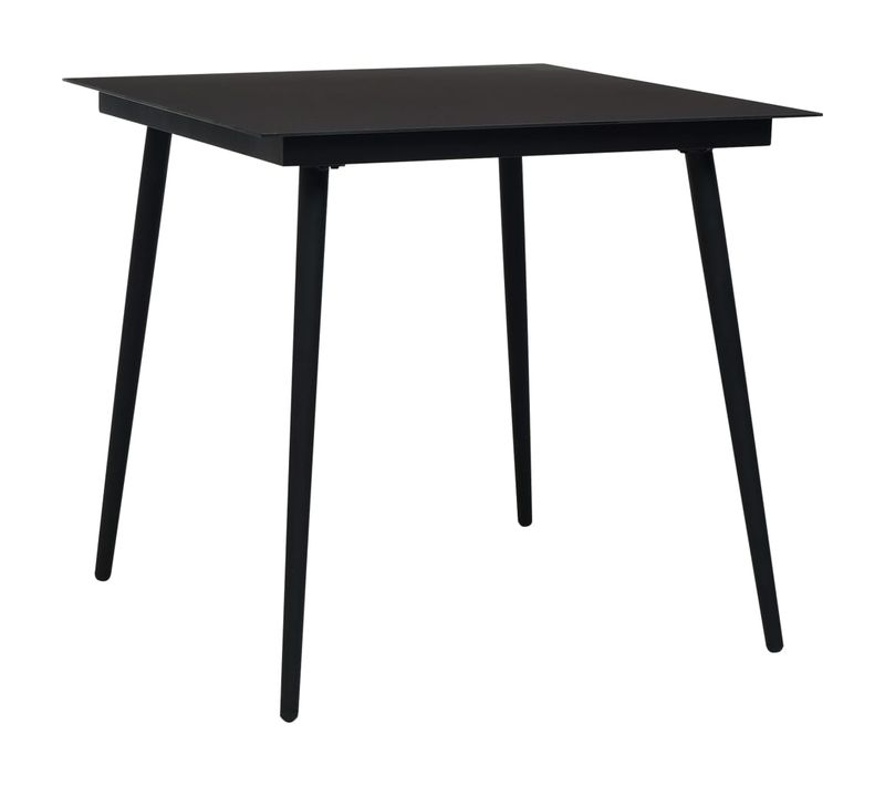 Table à Dîner De Jardin Noir 80x80x74 Cm Acier Et Verre