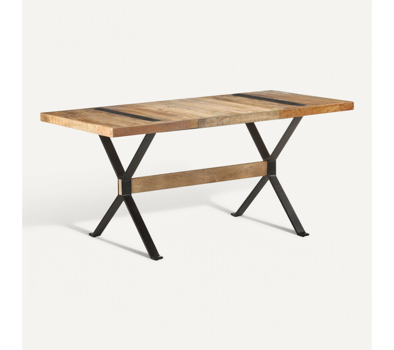 Table De Salle À Manger 160x80x76 Cm Bois De Manguier Brut