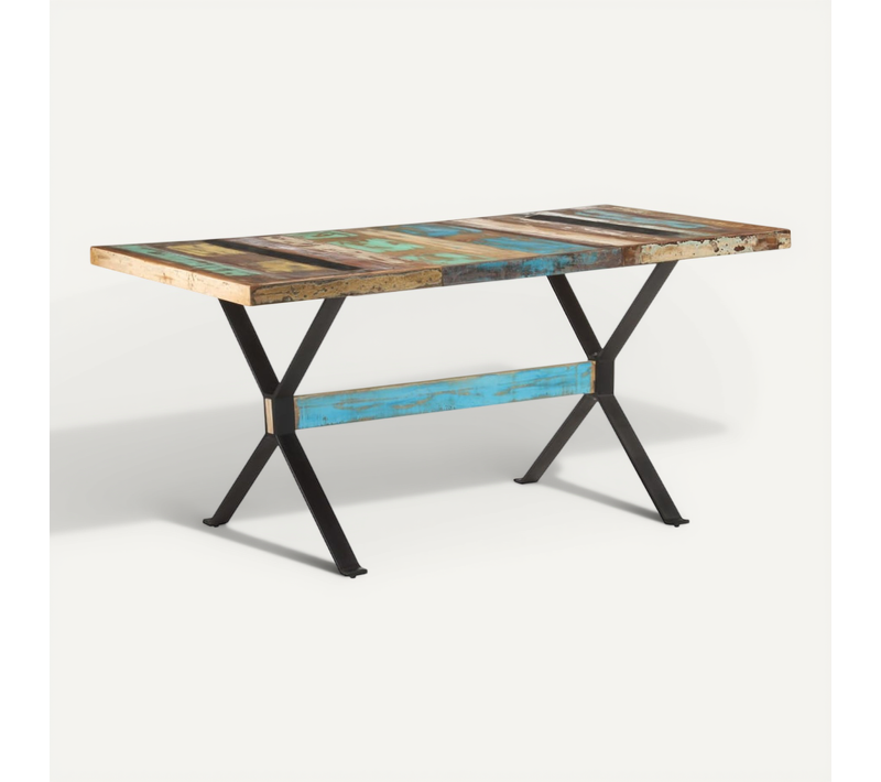 Table De Salle à Manger 160x80x76cm Bois De Récupération Massif