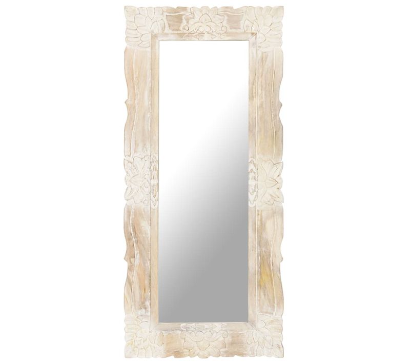 Miroir Blanc 110x50 Cm Bois De Manguier Massif