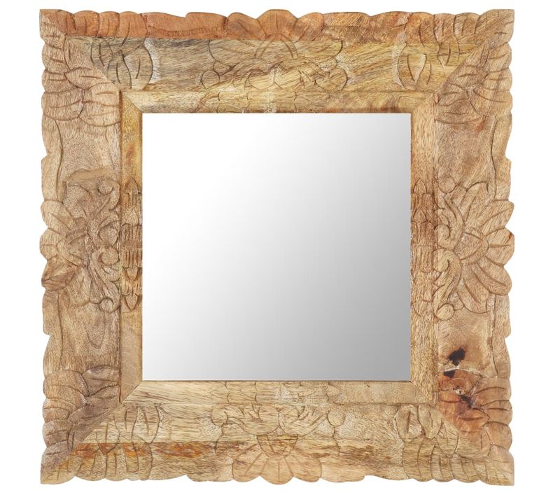 Miroir 50x50 Cm Bois De Manguier Massif