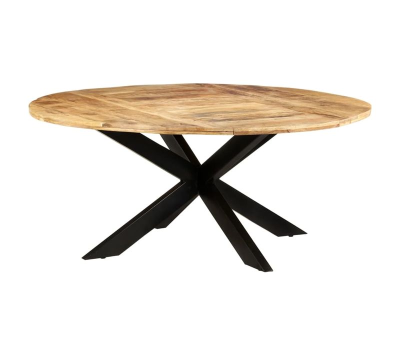 Table De Salle À Manger Ronde 175x75 Cm Bois De Manguier Brut