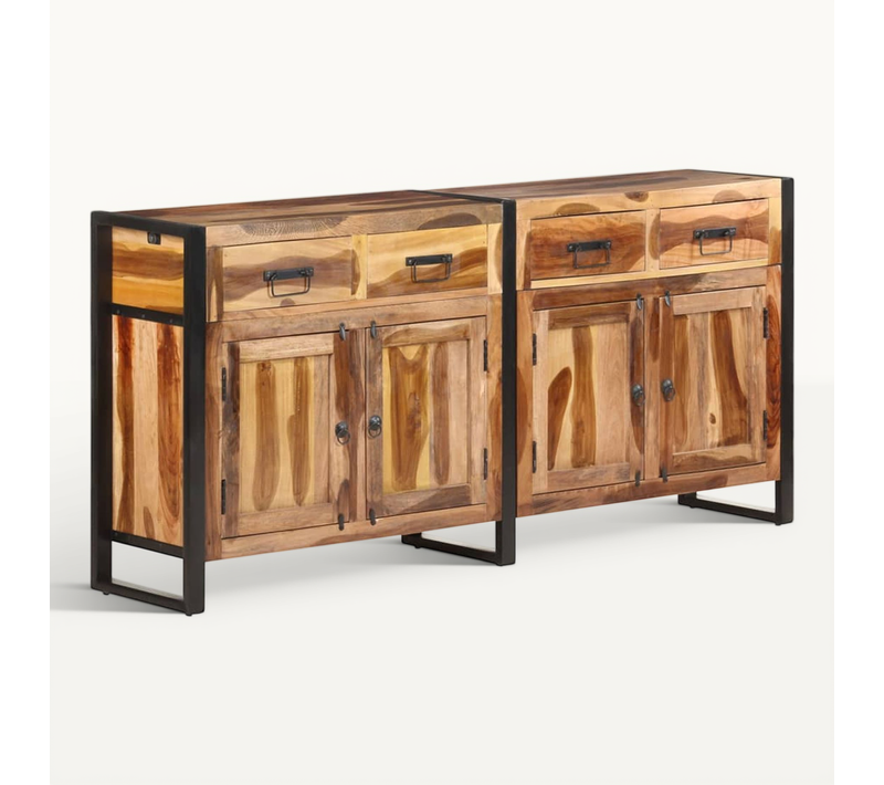 Buffet 172x35x80 Cm Bois D'acacia Solide Avec Finition Miel