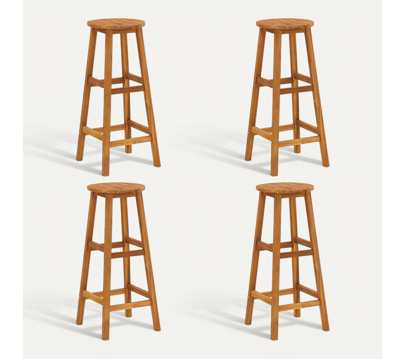 Tabourets De Bar Lot De 4 Bois D'acacia Solide