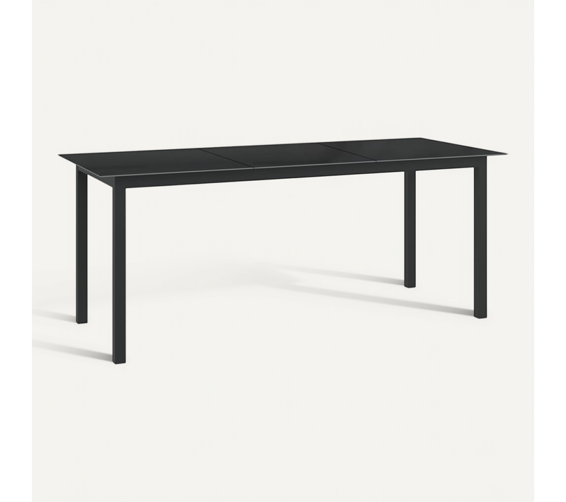 Table De Jardin Noir 190x90x74 Cm Aluminium Et Verre