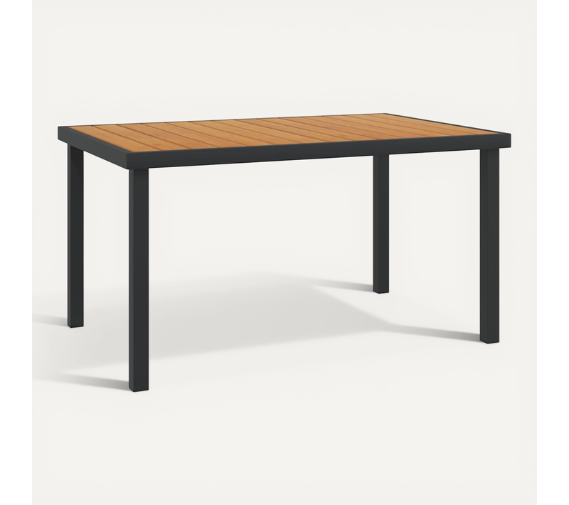 Table De Jardin Marron 140x90x74 Cm Aluminium Et Wpc
