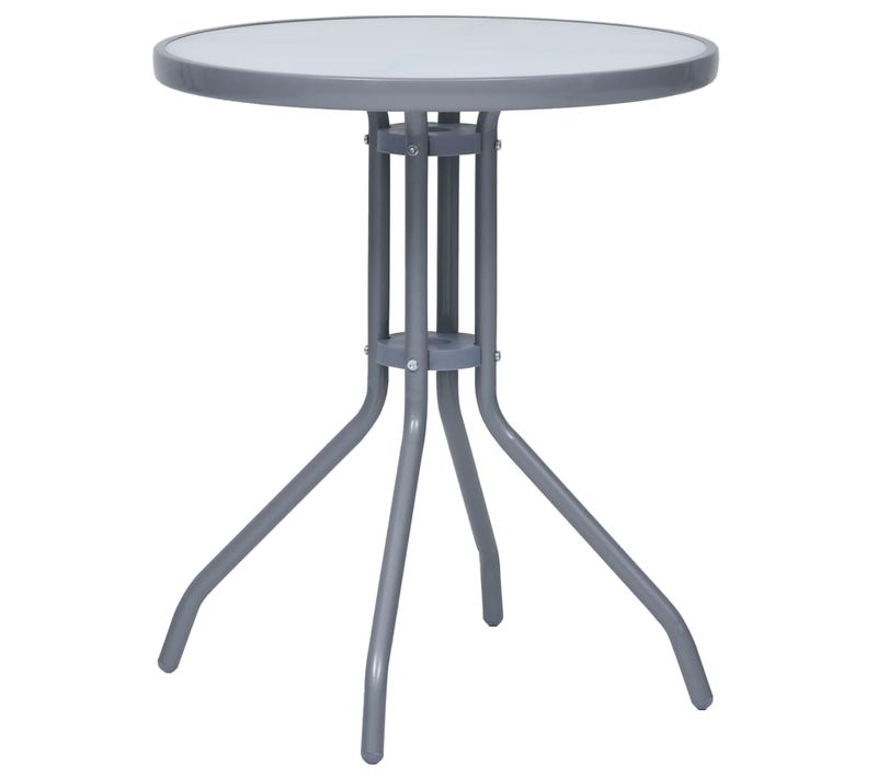 Table De Jardin Gris Clair 60 Cm Acier Et Verre