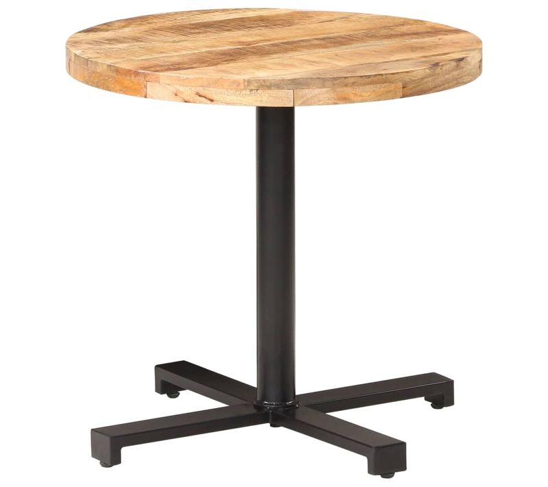 Table De Bistro Ronde Ø80x75 Cm Bois De Manguier Brut