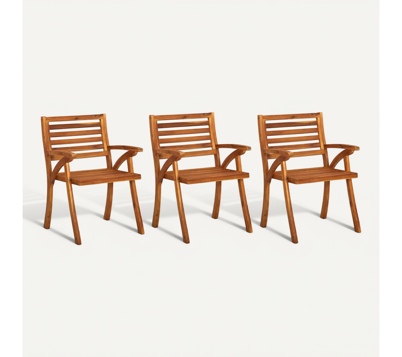 Chaises De Jardin Lot De 3 Bois D'acacia Solide Smooth-closing