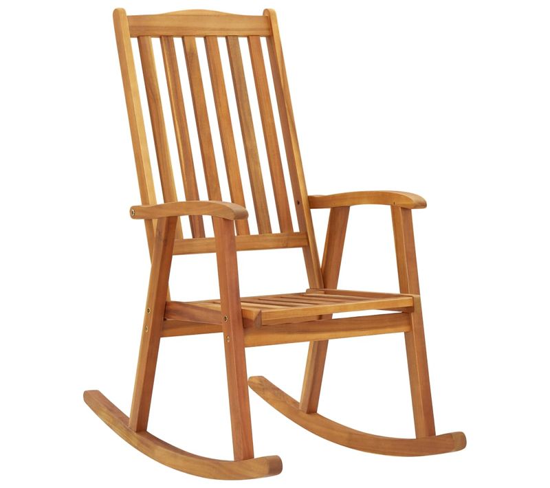 Chaise à Bascule Bois D'acacia Massif Fauteuil De Relaxation Siège De Patio Jardin Extérieur