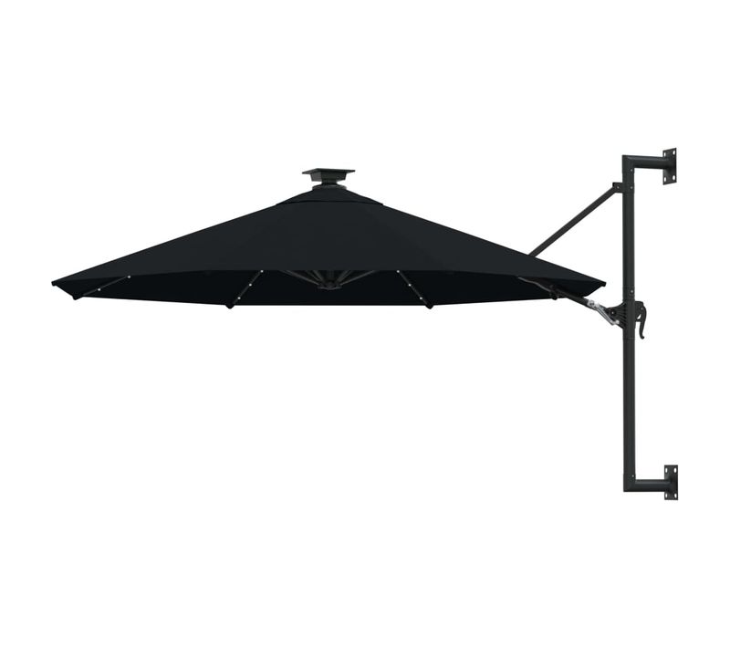Parasol Mural De Jardin Avec LED 300 Cm Noir