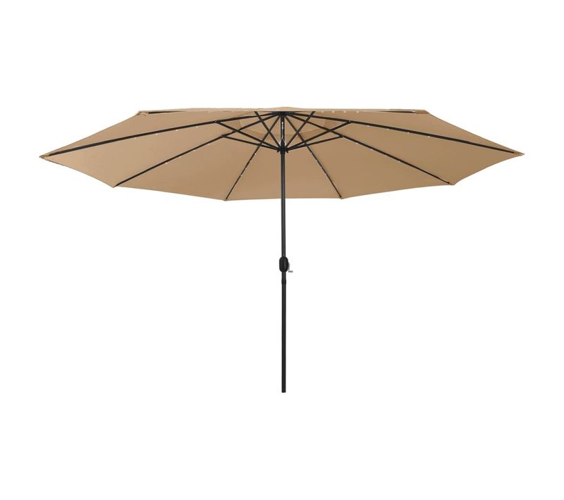 Parasol De Jardin Avec Lumières LED Et Mât En Métal 400cm Taupe