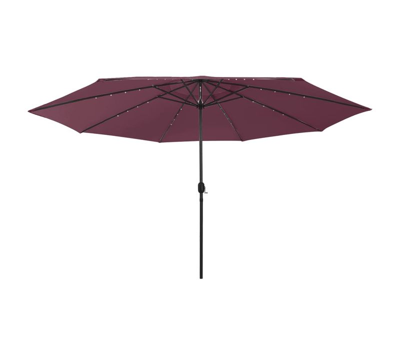 Parasol De Jardin Avec Lumières LED Mât En Métal Rouge Bordeaux