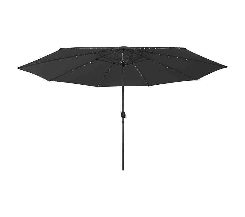 Parasol De Jardin Avec Lumières LED Et Mât En Métal 400 Cm Noir