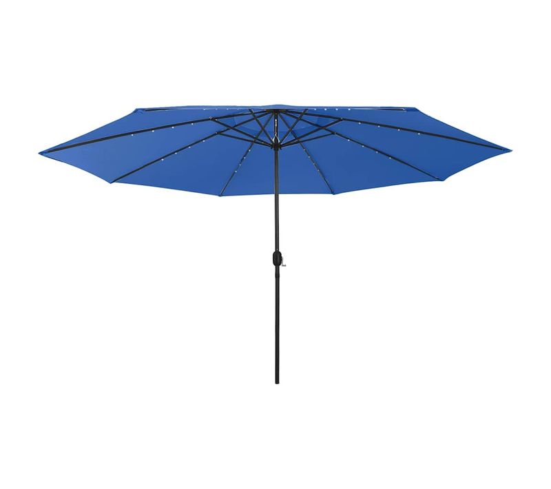 Parasol D'extérieur Avec LED Et Mât En Métal 400 Cm Bleu Azuré