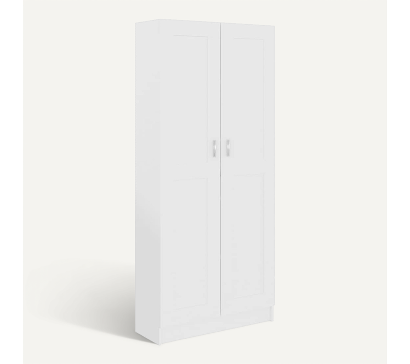 Bibliothèque 5 Compartiments 2 Portes Bois Contreplaqué Blanc étagère De Rangement Haute