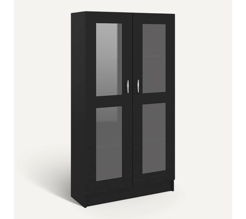 Vitrine Noir 82,5x30,5x150 Cm Avec Vitres Murale