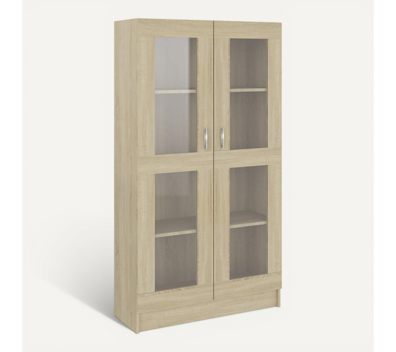 Vitrine Chêne Sonoma 82,5x30,5x150 Cm Avec Vitres Murale
