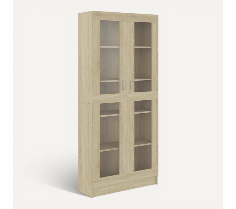 Vitrine Chêne Sonoma 82,5x30,5x185,5 Cm Avec Vitres Murale