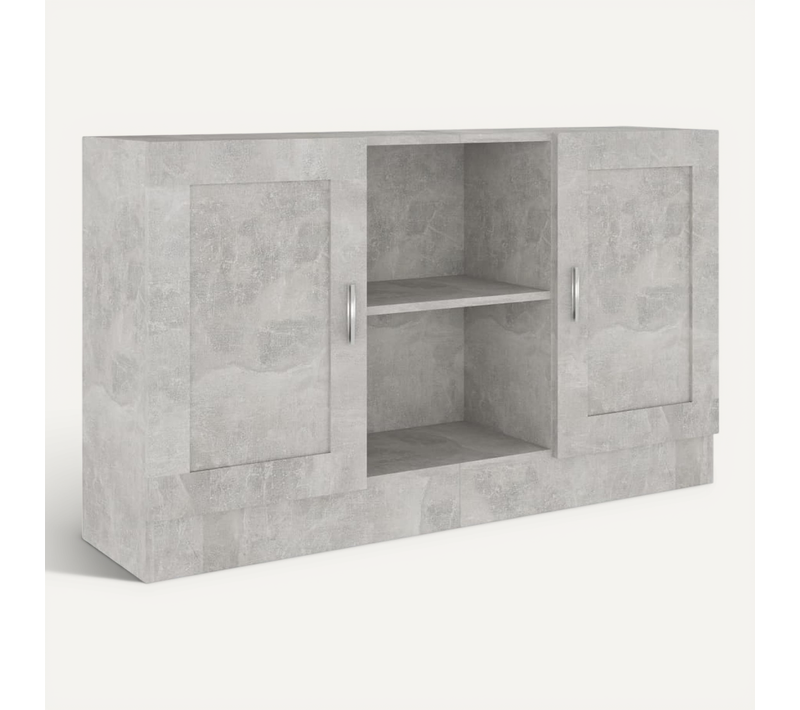 Vidaxl Buffet Gris Béton 120x30,5x70 Cm Aggloméré Armoire Latérale Meuble De Rangement Salon Chambre