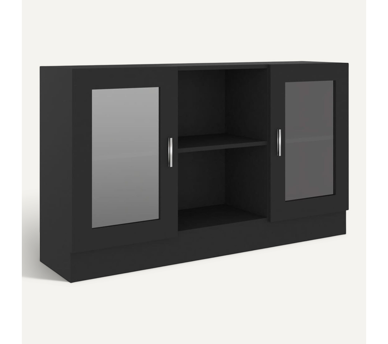 Armoire À Vitrine Noir 120x30,5x70 Cm Bois Contreplaqué