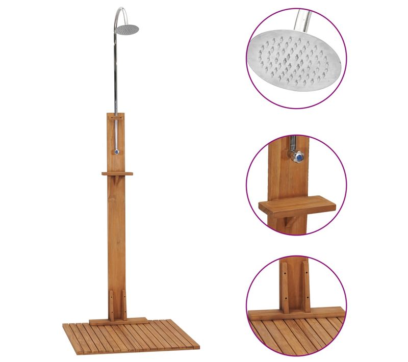 Douche De Jardin 75x75x210 Cm Bois De Teck Solide