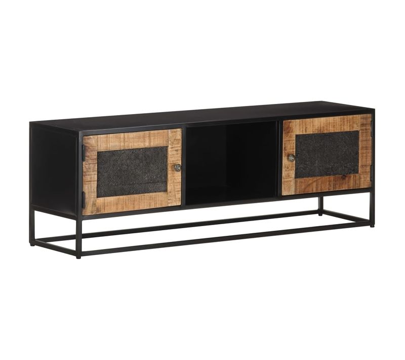 Meuble TV 120x30x40 Cm Bois De Manguier Brut