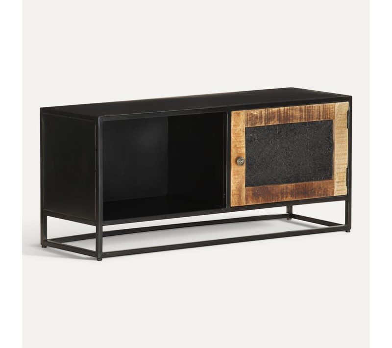 Meuble TV 90x30x40 Cm Bois De Manguier Brut