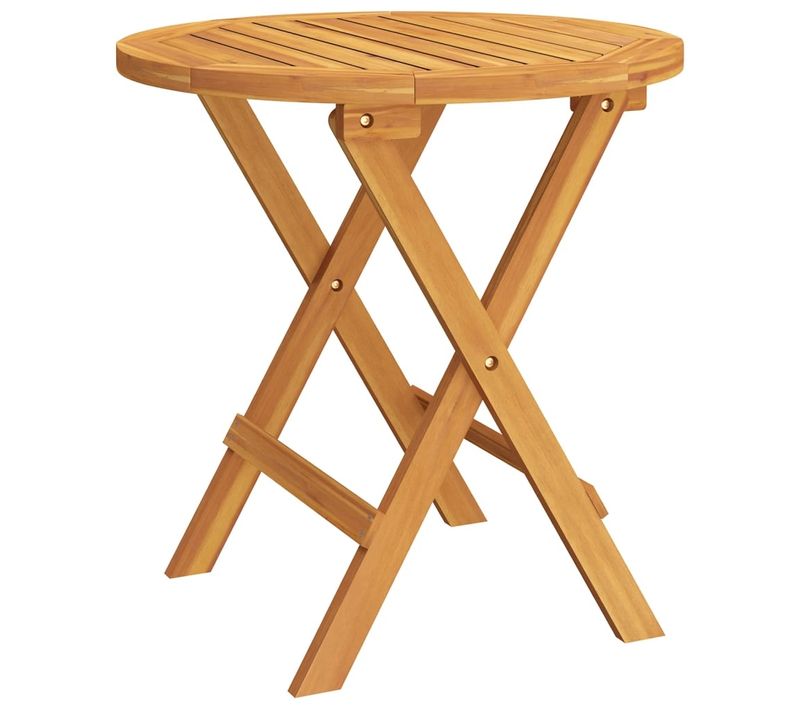Table De Bistro Pliante Ronde En Bois - 45x45x46.5 Cm - Marron Brun