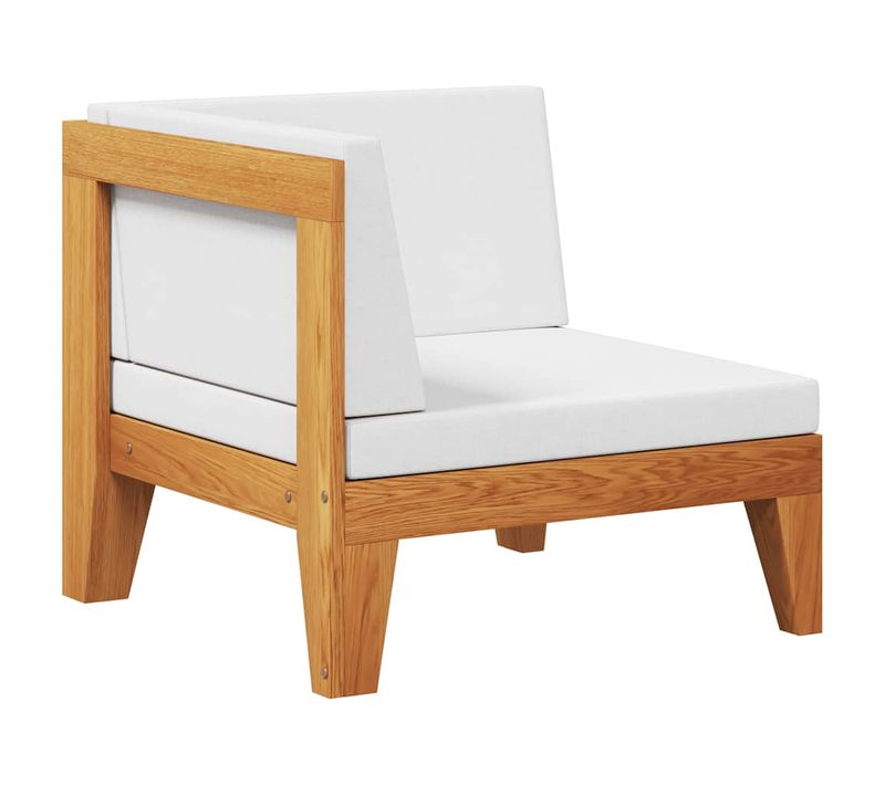 Canapé D'angle Sectionnel Et Coussins Blanc Crème Bois D'acacia