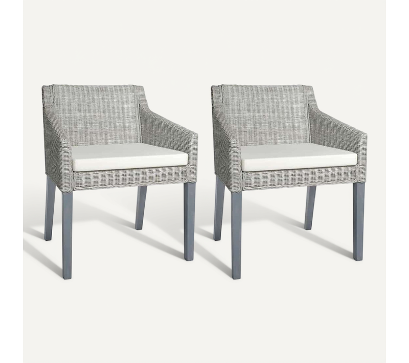 Chaises À Manger Avec Coussins Lot De 2 Gris Rotin Naturel