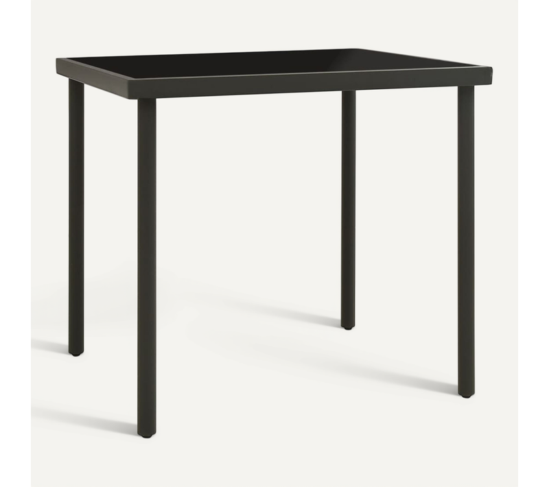 Table À Dîner D'extérieur Anthracite 80x80x72 Cm Verre Et Acier