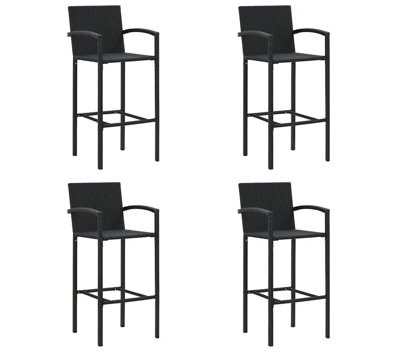 Tabourets De Bar Lot De 4 Noir Résine Tressée