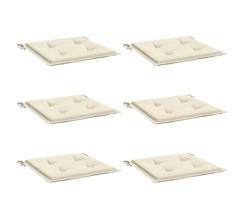 Coussins De Chaise Jardin Lot De 6 Crème 40x40x4cm Tissu Oxford