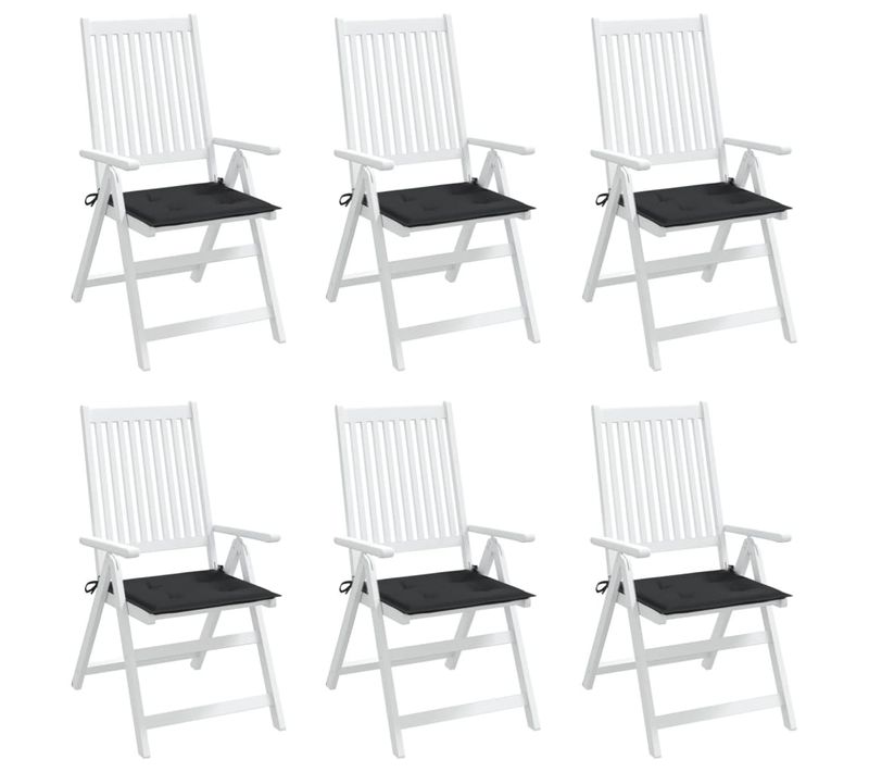 Coussins De Chaise Jardin Lot De 6 Noir 40x40x3 Cm Tissu Oxford