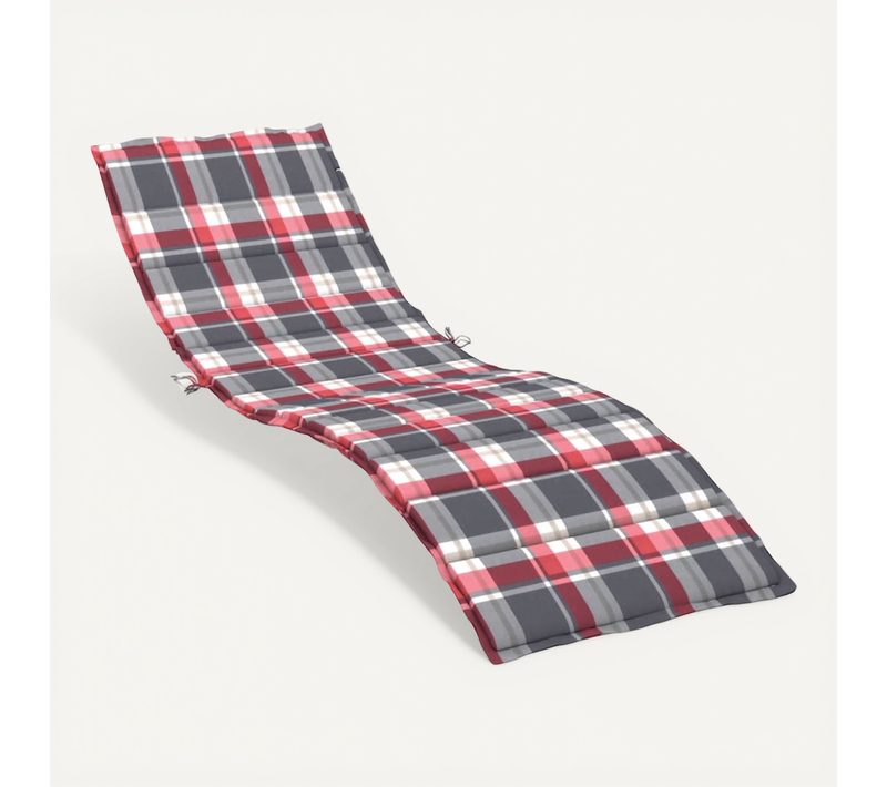 Coussin De Chaise Longue À Carreaux Rouge 200x60x3 Cm