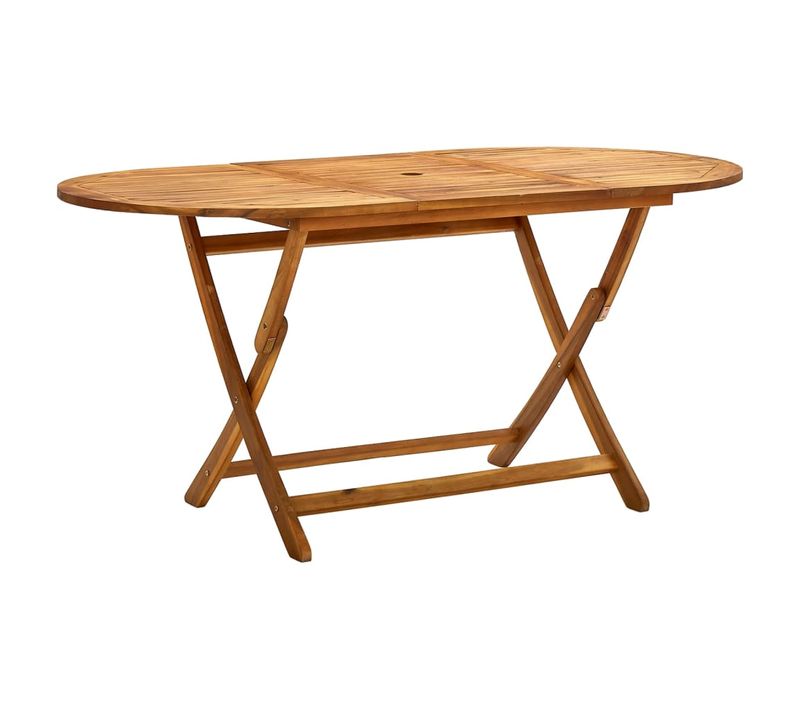Table De Jardin Pliable 160x85x75 Cm Bois D'acacia Massif Meuble De Patio Terrasse Extérieur
