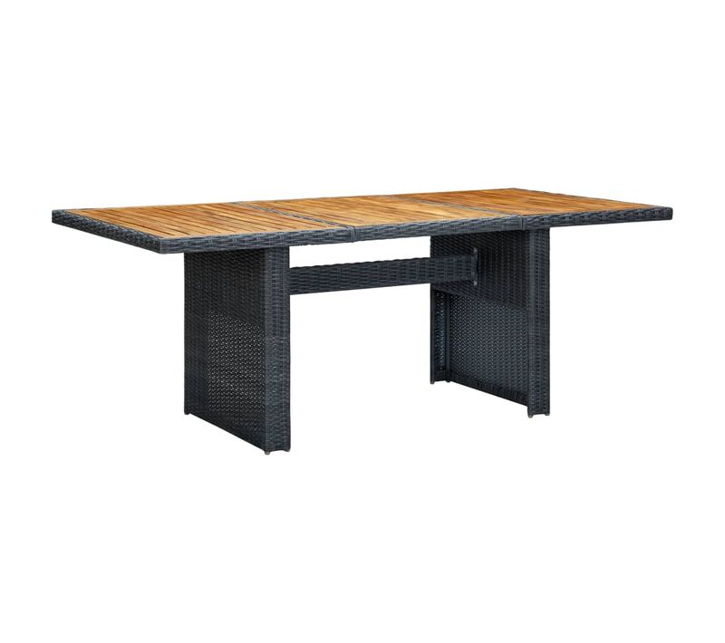 Table De Jardin Gris Foncé Résine Tressée Et Bois D'acacia