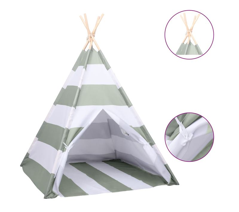 Tente Tipi D'enfants Et Sac Peau De Pêche Rayures 120x120x150 cm