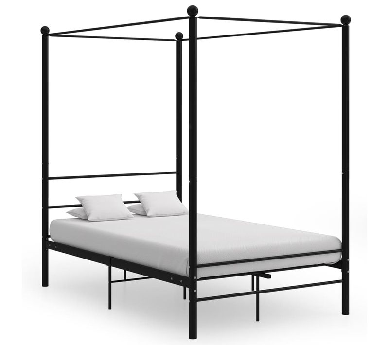 Cadre De Lit à Baldaquin Sans Matelas Noir Métal 120x200 Cm