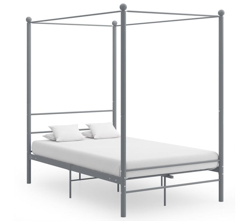Cadre De Lit à Baldaquin Sans Matelas Gris Métal 120x200 Cm