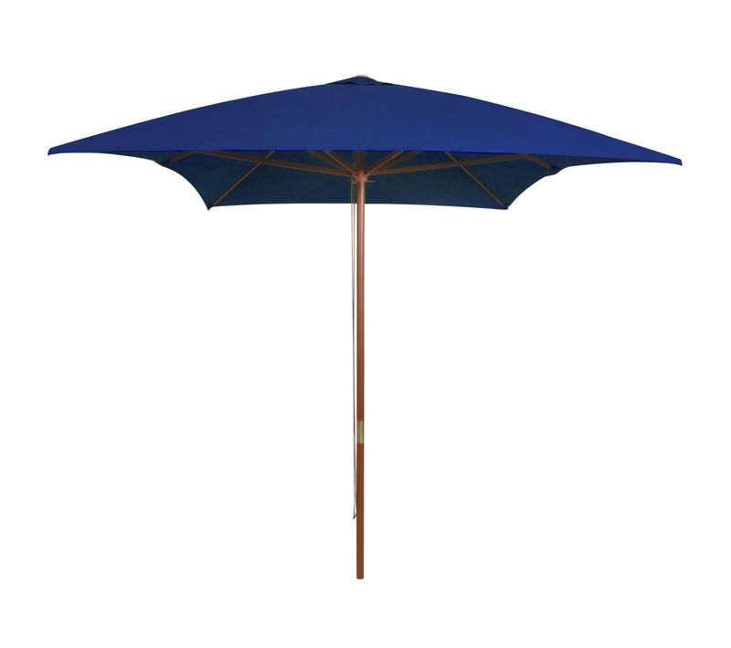 Parasol De Jardin Avec Mât En Bois Bleu 200x300 Cm