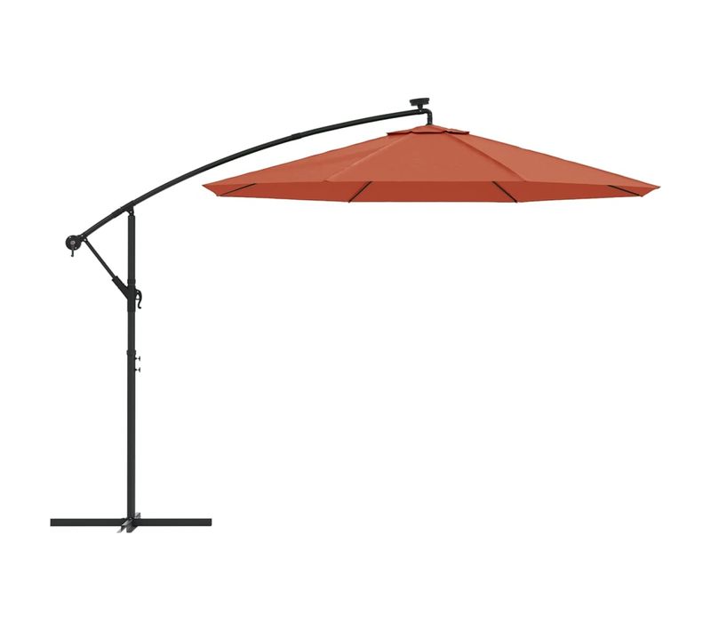 Parasol De Jardin En Porte-à-faux Et Lumières LED Mât En Acier