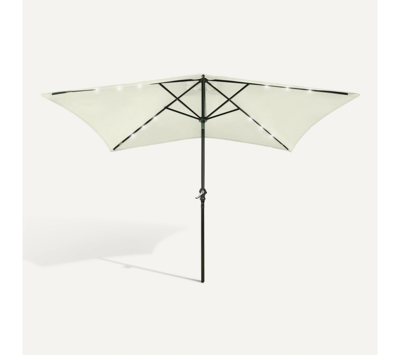 Parasol De Jardin Avec LED Et Mât En Acier Sable 2x3 M