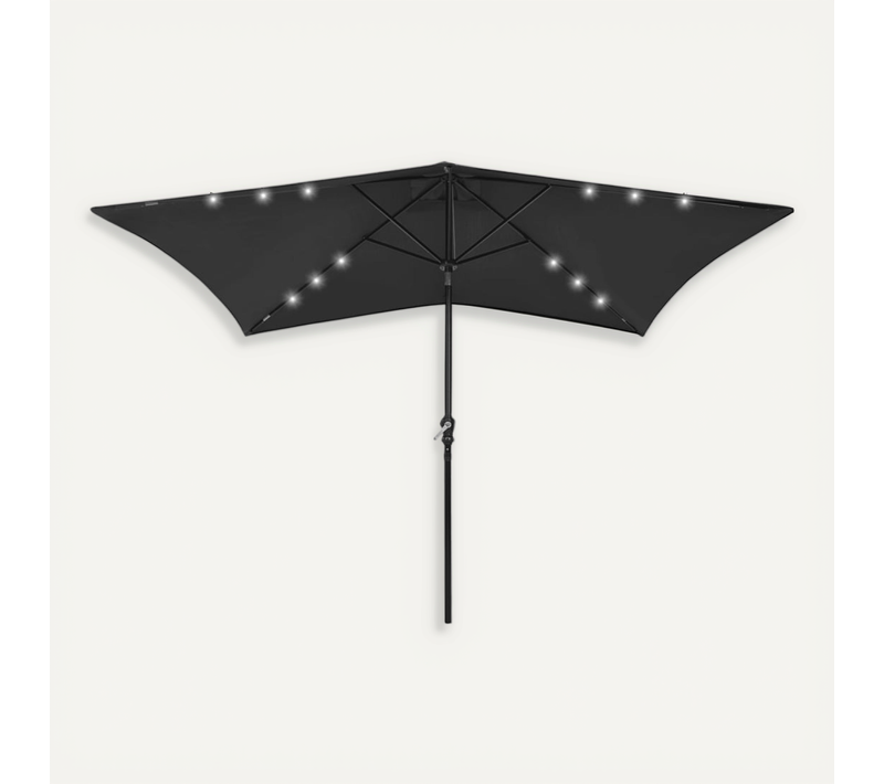 Parasol De Jardin Avec LED Et Mât En Acier Noir 2x3 M