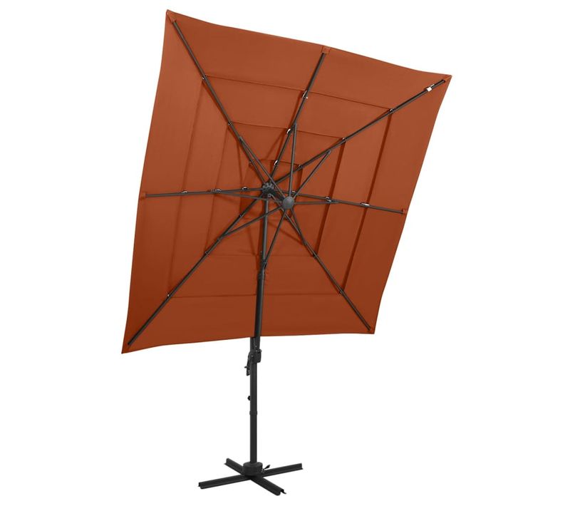 Parasol De Jardin à 4 Niveaux Avec Mât En Aluminium Terre Cuite