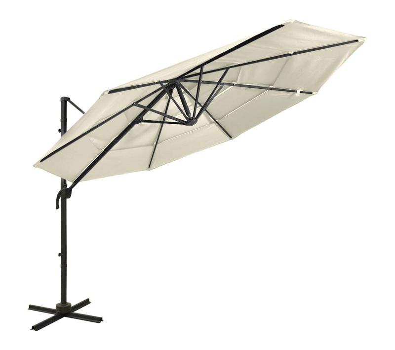 Parasol De Jardin à 4 Niveaux Avec Mât En Aluminium Sable